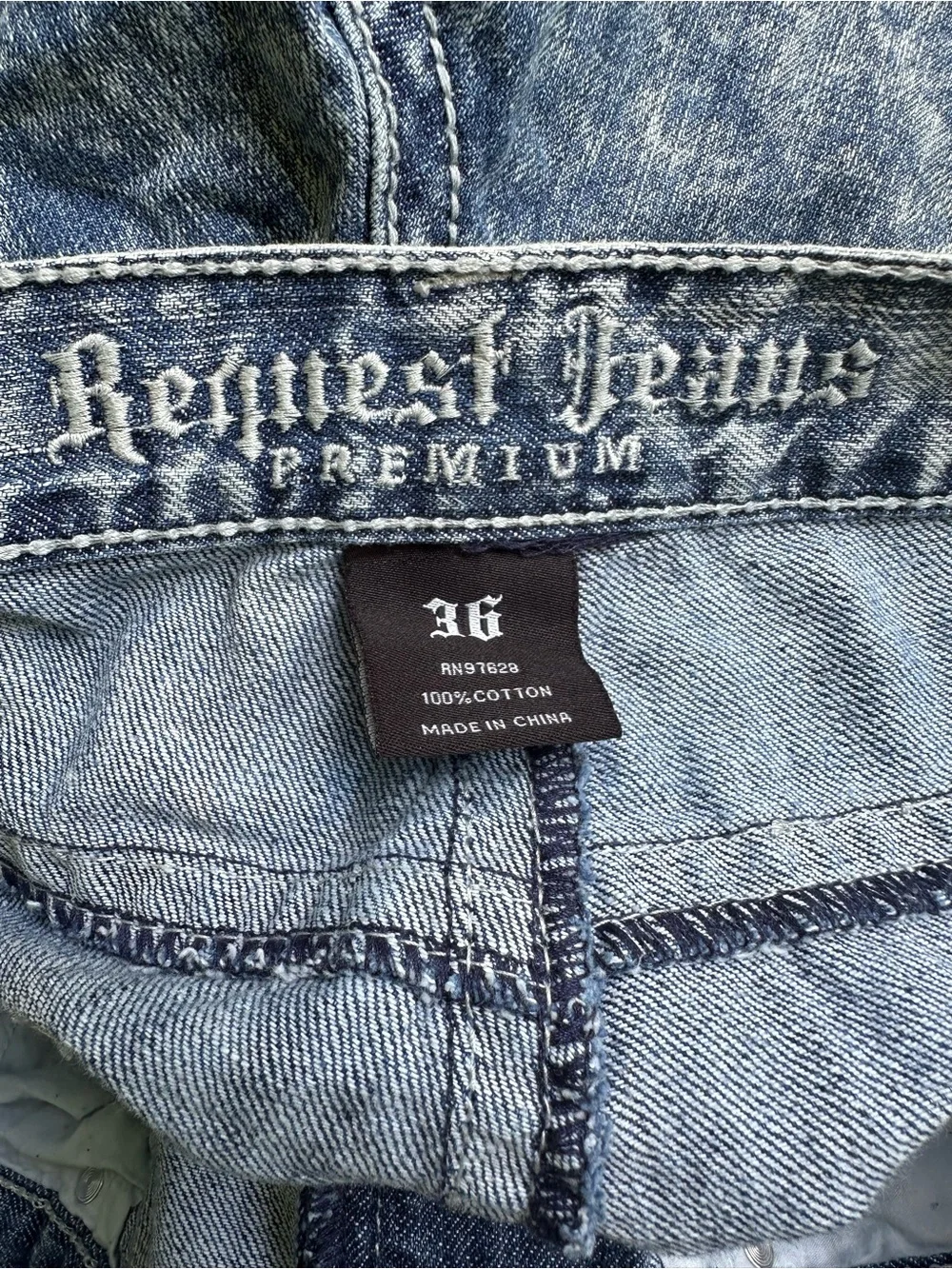 Request Jeans Acid wash Y2K Streetwear Denim Shorts~36